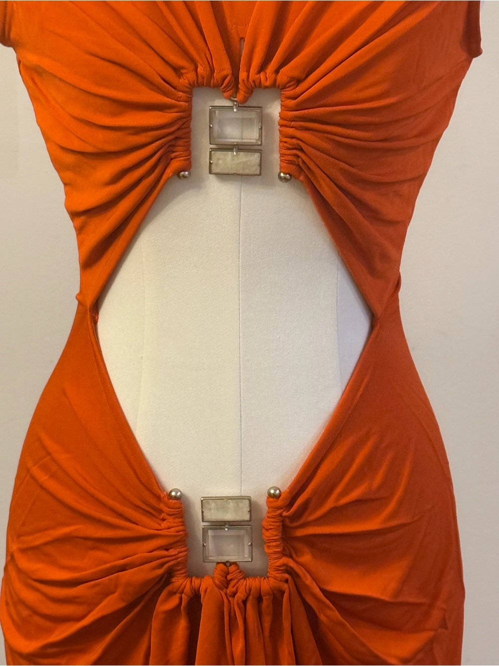 Christopher Esber Burnt Orange Cutout Maxi Dress with Front Knot - Picture 6 of 7